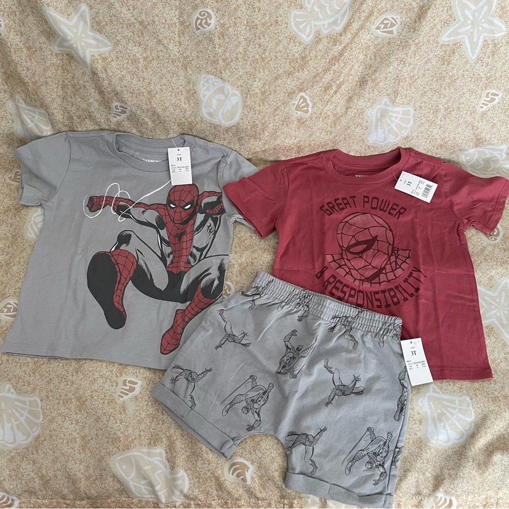 Toddler Boys' 3 piece Marvel Spider Man Top and Bottom Set Size 3T